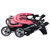 vidaXL Dvojni otroški voziček jeklo roza in črn