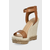 Kožne sandale Tommy Hilfiger za žene, boja: smeđa, klin peta