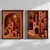 WallXpert set uramljenih MDF slika NAL207-46, stilizovani grad sa kulama i lučnim prolazima u terakota tonovima, 2 x 35,5 x 47 cm