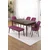 Hanah Home trpezarijski set Pir, sto, 4 stolice i klupa, ploča u dekoru drveta Baroque, ljubičasta tkanina Babyface