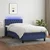 Vidaxl Box spring postelja z vzmetnico LED modra 90x200 cm blago