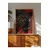 WallXpert uramljena slika 115270, leopard narandžastih očiju na crvenoj pozadini, 50 x 70 cm, ram u boji prirodnog drveta