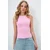 Trend Alacati Stili Ženska bluza bez rukava Alc-X13669, Okrugli izrez, Roze