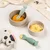 done by deer® set 2 silikonskih žličk learning tiny farm green