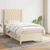 Greatstore Box spring postelja z vzmetnico krem 90x190 cm blago