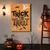 WallXpert slika na platnu 70100HALC-003, natpis Trick or Treat sa duhom i slepim miševima na narandžastoj pozadini, 70 x 100 cm