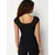 Trendyol Black Fitted/Body-Sitting Boat Neck Moon Sleeve Flexible Snap Fastener Knitted Body