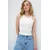 Trend Alacati Stili Ženska bluza bez rukava Alc-X13915, Okrugli izrez, Bela