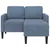 Sofa 2-sjed s ležaljkom u obliku slova L plava 125 cm lan