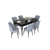 Hanah Home Set Trpezarijski sto i 6 stolica Nef, Sivo-crni