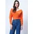 Trend Alacati Stili Ženska bluza dugih rukava ALC-019-053-BLZ, V-izrez, Narandžasta