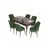 Hanah Home Set Trpezarijski sto i 6 stolica Eva, Zeleno-braon