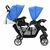 Dvojni otroški voziček jeklen modre in črne barve