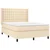 Vidaxl Box spring postelja z vzmetnico LED krem 140x200 cm blago