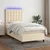 Vidaxl Box spring postelja z vzmetnico LED krem 100x200 cm blago