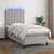Vidaxl Box spring postelja z vzmetnico LED svetlo siva 90x200 cm blago