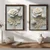 WallXpert set uramljenih MDF slika NAL200-46, bele ruže sa zlatnim listovima na svetloplavoj pozadini, 2 x 35,5 x 47 cm