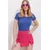 Trend Alacati Stili Ženska bluza kratkih rukava ALC-X11549, Okrugli izrez, Plava