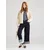 PIECES Pulover temno modra/bela