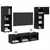 TV zidne jedinice Zidne 5 pcs Crni hrast Konstruirano drvo