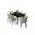 HANAH HOME Rasklopivi trpezarijski sto i stolice (7 delova) Asfel Black Marble Cream