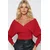Trend Alacati Stili Ženska bluza dugih rukava ALC-019-053-BLZ, V-izrez, Crvena