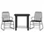 3-dijelni vrtni blagovaonski set od PVC ratana crni