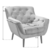 CHESTERFIELD FOTELJA drvo, tekstil siva, crna