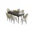 Hanah Home Set Trpezarijski sto i 6 stolica Roz, Krem-crni