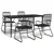 5-dijelni vrtni blagovaonski set od PVC ratana crni