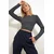 Trend Alacati Stili Ženska bluza dugih rukava ALC-X12643, Okrugli izrez, Crno-bela