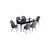 Hanah Home Set Trpezarijski sto i 6 stolica Han, Sivo-crni
