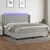 Vidaxl Box spring postelja z vzmetnico LED sv. siva 200x200 cm blago