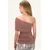 Trend Alacati Stili Ženska bluza bez rukava Alc-X13468, Brod izrez, Smeđa