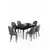 HANAH HOME Rasklopivi trpezarijski sto i stolice (7 delova) Enya Black Marble Grey