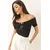 Bianco Lucci Ženska bluza na kratake rukave 949 60283232, Brod izrez, Crna