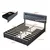 Northix Oblazinjen posteljni okvir 160x200 cm LED USB predali 500kg siv