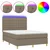 Krevet box spring s madracem LED smeđesivi 140x200 cm tkanina