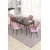 Hanah Home trpezarijski set Eva, sto na razvlačenje i 4 stolice, ploča u dekoru drveta Baroque, roze tkanina Babyface