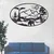 WallXpert metalni zidni ukras 5190, medved, orao i planinski pejzaž u ovalnom ramu, 75 x 45 cm, crni