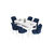 Hanah Home Set Trpezarijski sto i 6 stolica Eva, Plavo-beli