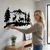 WallXpert metalni zidni ukras 5275, jeleni u planinskom pejzažu sa šumom, 60 x 26 cm, crni