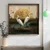 WallXpert uramljena MDF slika DOS067-50, dve bele čaplje ispred zlatnog sunca, 50 x 50 cm