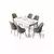 HANAH HOME Rasklopivi trpezarijski sto i stolice (7 delova) Nira White Chrome Cappuccino