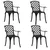 5-dijelni bistro set od lijevanog aluminija crni