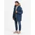 Ombre Mens long parka jacket with flared bottom - navy blue