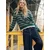Pull&Bear Pulover temno zelena/bela