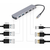 Gembird Gembird A-CM-COMBO3-03 USB Type-C 3-v-1 večportni adapter (Hub + HDMI + PD) - srebrna, 4K ločljivost, hitrost prenosa 5 Gbit/s, moč do 100 W, Plug and Play.