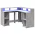 Radni stol s LED svjetlima sivi 130x130x91 cm konstruirano drvo
