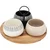 Excellent Houseware Komplet 3 skodelic za prigrizke s servirno desko